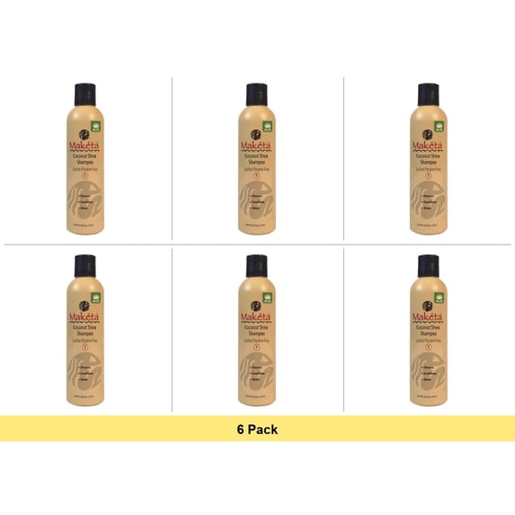 Maketa Coconut Shea Shampoo, 8 Oz - 6 Pack Bundle