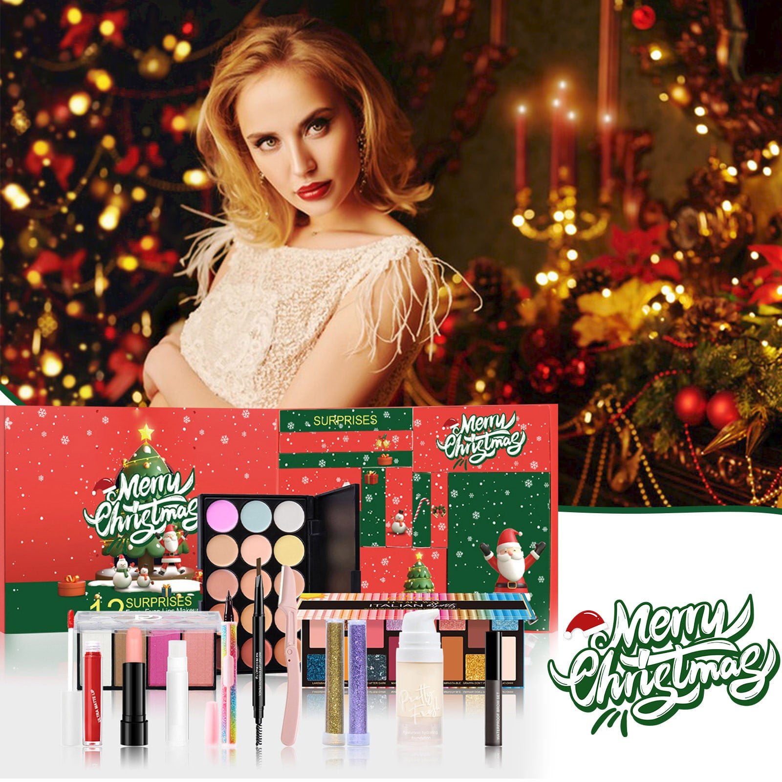 Makeup Advent Calendar 12 panel Christmas Gift Makeup Set For Women Makeup Advent Calendar 12 panel Christmas Gift Makeup Set For Women
