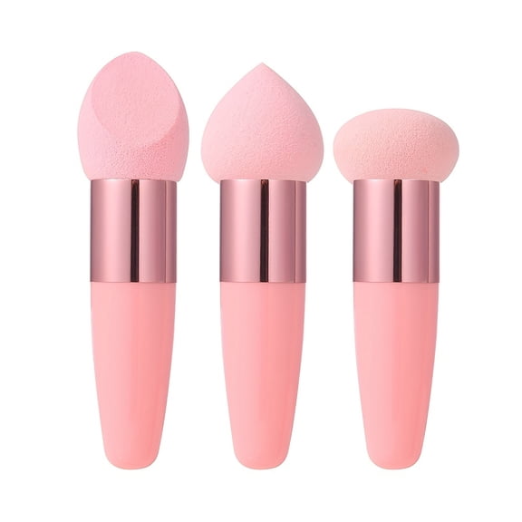 Makeup Applicator Sponge 3 Pink Makeup Brushes Makeup Sponge Pens With Handle Foundation Blending Sponge Powder Application Powder Puff For Powder Foundation Liquid Blush Cream BB Cream Make Up Tools