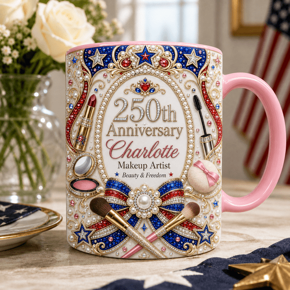 Makeup Artist 3D Effect Mug Personalized 250th Anniversary Patriotic Gift
