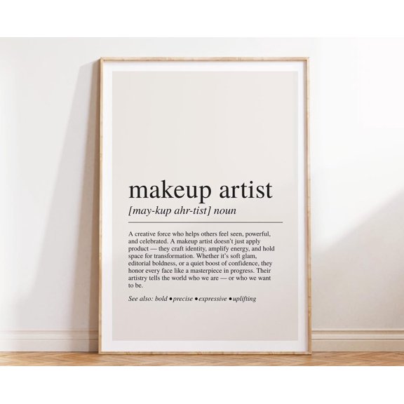 Makeup Artist Definition Wall Art Print, Unframed Paper Poster 8x10in
