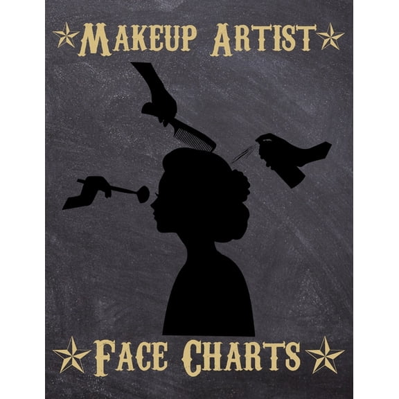 Makeup Artist Face Charts : Makeup cards to paint the face directly on paper with real make-up - Ideal for: professional make-up artists, vloggers and cosplay influencers - 150 cards - Size 8,5x11 (Paperback)