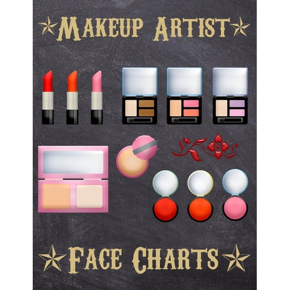 Makeup Artist Face Charts: Makeup cards to paint the face directly on paper with real make-up - Ideal for: professional make-up artists, vloggers and cosplay influencers - 150 cards - Size 8,5x11 (Pap