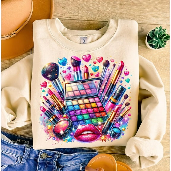 Makeup Artist Sweatshirt, Beauty Brushes Cosmetics Shirt, Glam Studio Crewneck, Stylish Gift for Makeup Lovers