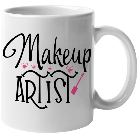 Makeup Artist with Artsy Design - Beauty Themed Merch for Makeup Artist or Cosmetologist, Gift for Makeup Lovers & Beauticians, White Mug 11oz