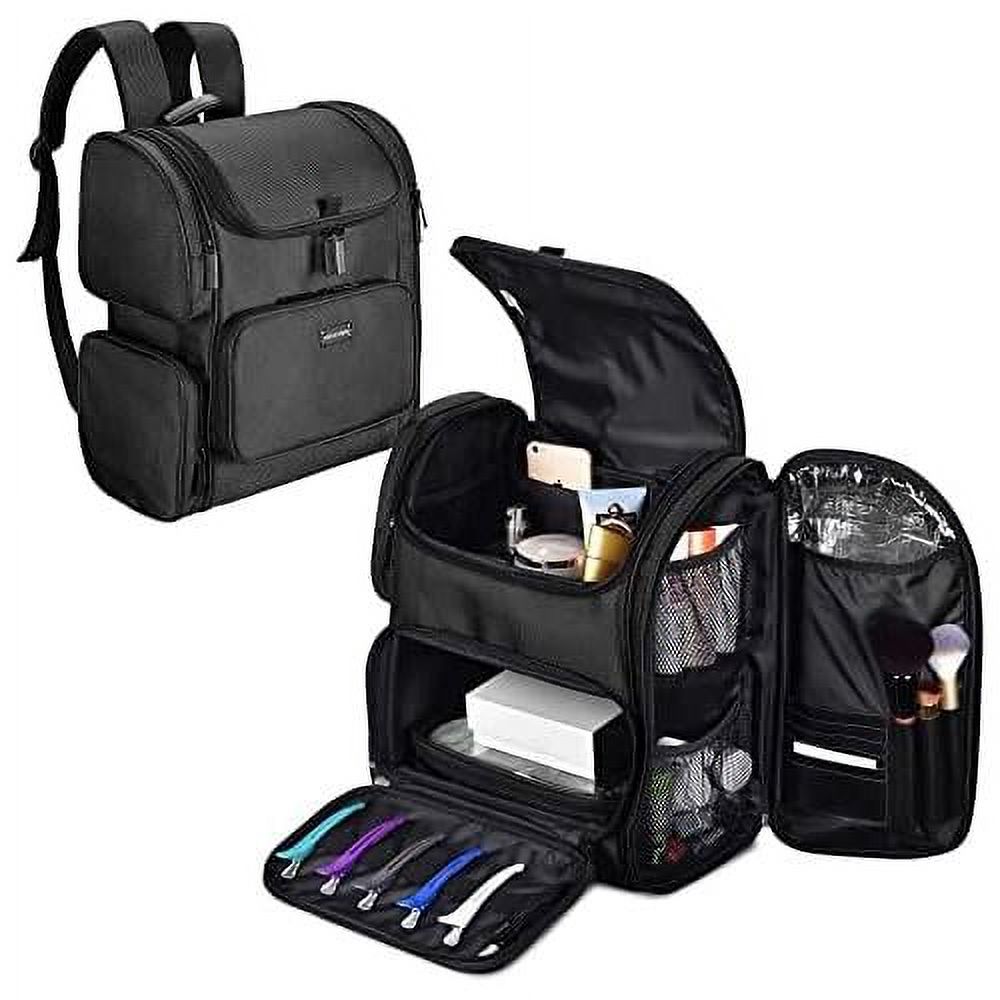 Makeup Backpack Soft Sided Makeup Train Case Barber Cosmetic Bag Double