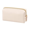 thumbnail image 1 of Makeup Bag, Beige - Small， 1Pc Makeup Bag Double Layer Cosmetic Bag Portable Toiletry Bag Pu Leather Travel Makeup Organizer Waterproof Zipper Pouch Large Capacity Multifunctional Bag, 1 of 8