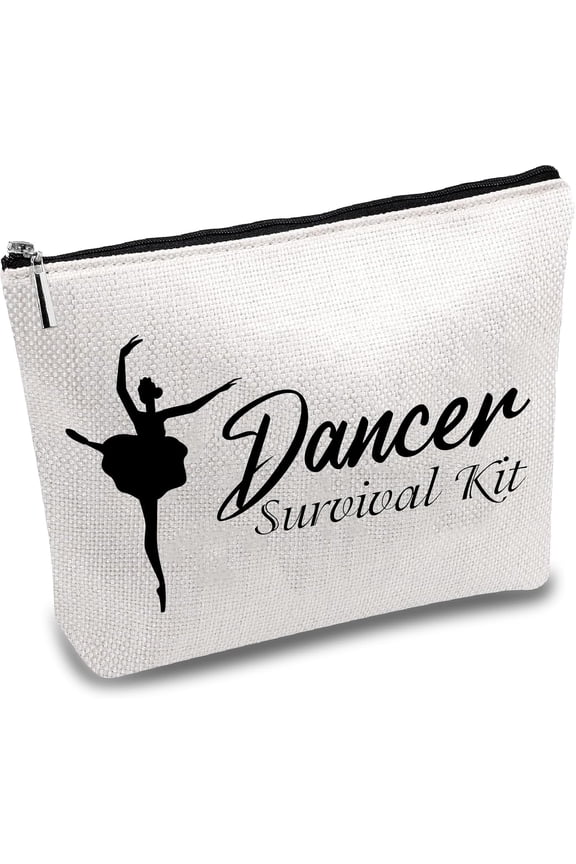 Makeup Bag Cosmetic Bag Portable Small Make Up Pouch Canvas Toiletry Organizer Travel Storage Purse Case with Zipper for Ballet Women Girlfriend Wife 7x10 Inch Dancer Survival Kit Mixed Color