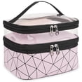 thumbnail image 1 of Makeup Bag Cosmetic Bag Travelling Double Layer Make Up Bag Organizer Medium Case for Women Girls Reusable Toiletry Bags(Pink), 1 of 10