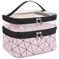 thumbnail image 1 of Makeup Bag Cosmetic Bag Travelling Double Layer Make Up Bag Organizer Medium Case for Women Girls Reusable Toiletry Bags(Pink), 1 of 10