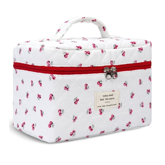 Gynky Makeup Bag- Large Capacity Cute Floral Travel Toiletry Bag,Cotton Cosmetic Bag Set for Women Girls Gifts Birthday