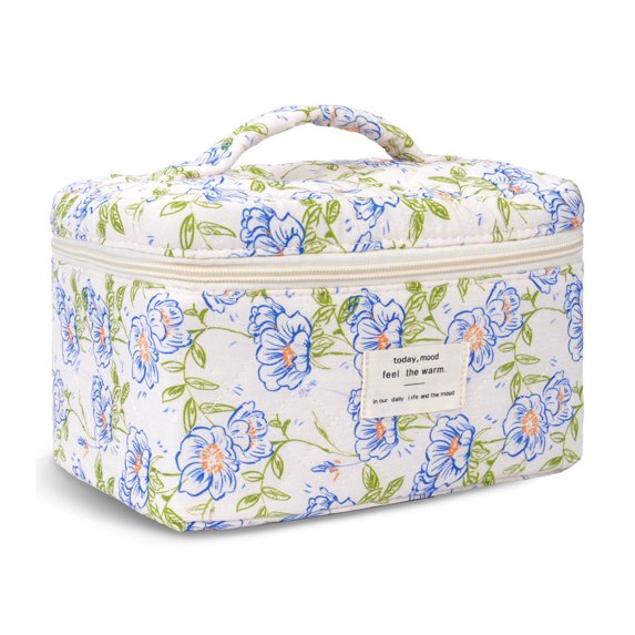 Gynky Makeup Bag- Large Capacity Cute Floral Travel Toiletry Bag,Cotton Cosmetic Bag Set for Women Girls Gifts Birthday
