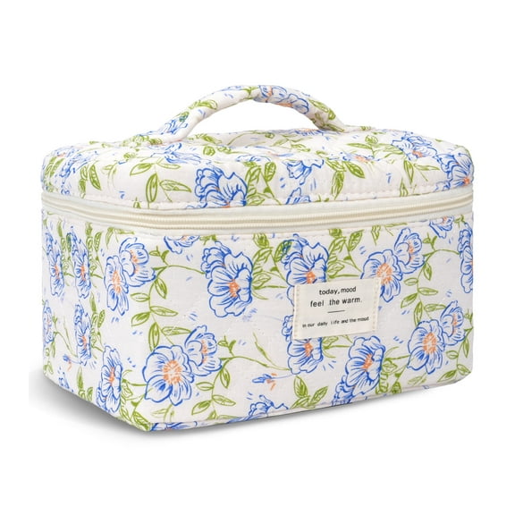 Gynky Makeup Bag- Large Capacity Cute Floral Travel Toiletry Bag,Cotton Cosmetic Bag Set for Women Girls Gifts Birthday
