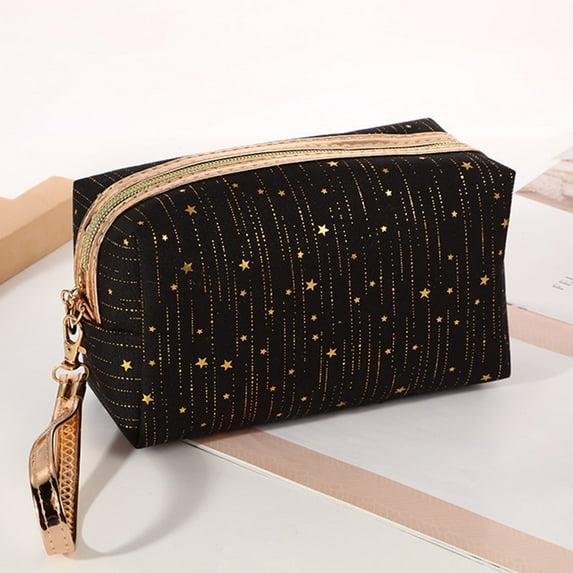 Makeup Bag Cosmetic Case | Travel Organizer With Compartments | Water-Resistant Nylon, Multiple Colors | 18x10x7.5cm | Brush Holder, Compact Toiletry Storage | Lightweight Travel Accessories