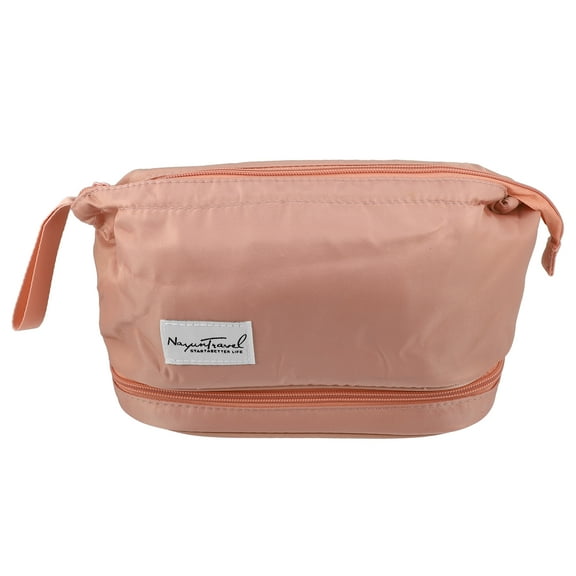 Makeup Bag Cosmetic Travel Bag Waterproof Organizer Case Toiletry Bag for Women Nylon Pink 27.5x19x15cm