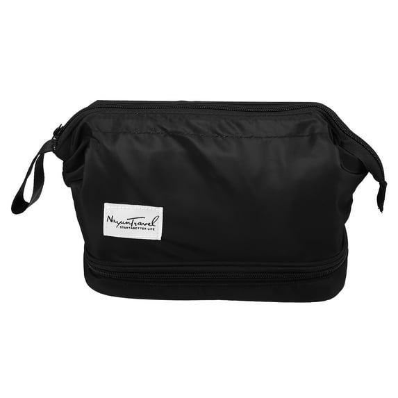 Makeup Bag Cosmetic Travel Bag Waterproof Toiletry Bag for Women Nylon Black 27.5x19x15cm