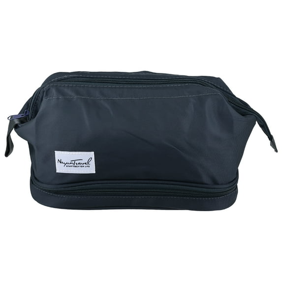 Makeup Bag Cosmetic Travel Bag Waterproof Toiletry Bag for Women Nylon Dark Blue 27.5x19x15cm