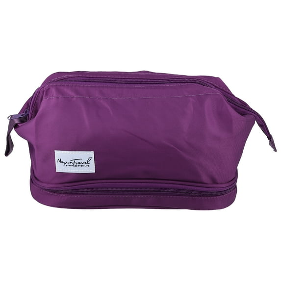 Makeup Bag Cosmetic Travel Bag Waterproof Toiletry Bag for Women Nylon Purple 27.5x19x15cm