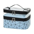 thumbnail image 1 of Makeup Bag Double layer Travel Cosmetic Cases Waterproof Make up Organizer Toiletry Bags Clear Upper layer (Blue), 1 of 5