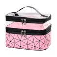 thumbnail image 1 of Makeup Bag Double layer Travel Cosmetic Cases Waterproof Make up Organizer Toiletry Bags Clear Upper layer (Pink), 1 of 5