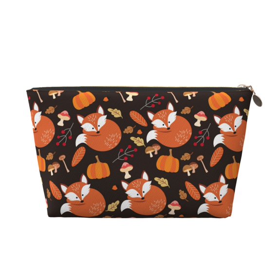 Makeup Bag - Fall Leaf Mushroom Fox Cosmetic Bag Portable Travel Toiletry Bag for Women Small Make Up Organizer Bag Zipper Pouch Travel Essentials