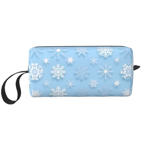 Makeup Bag For Purse Blue Frozen Snowflake Water-Resistant Make Up Pouch Small Cosmetic Case For Travel Accessories