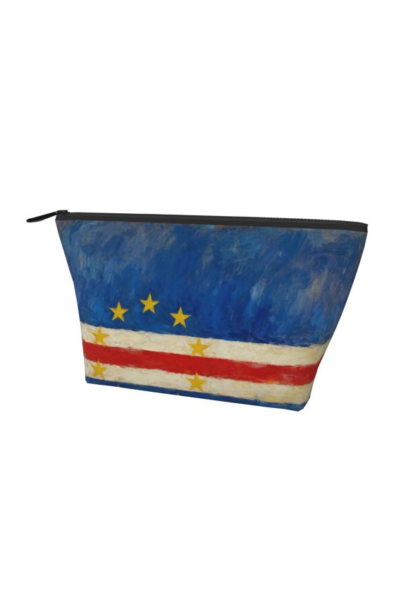 Makeup Bag For Purse Retro Cape Verde Flag Cosmetic Pouch Bag Portable Travel Handbag For Women
