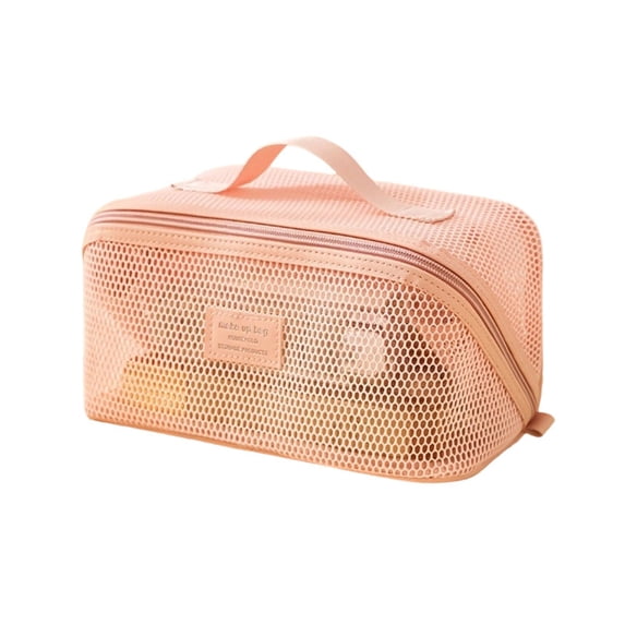 Makeup Bag, Large Capacity High-End Nylon Gauze Cosmetic Organizer Storage Pouch with Multiple Compartments, 9.45 X 5.12 X 5.12 Inches, Portable Travel Toiletry Bag for Women
