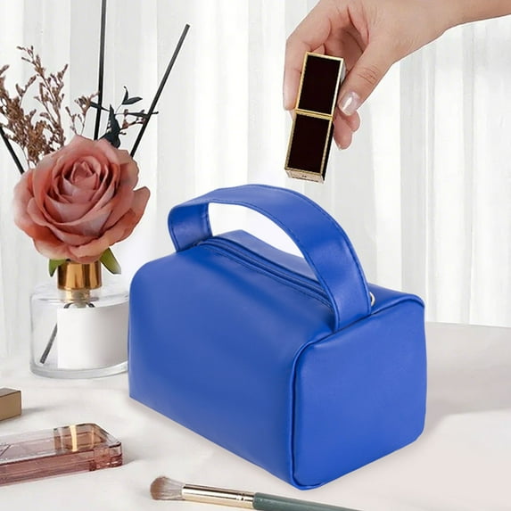 Makeup Bag Large Capacity Waterproof PU Organizer | Portable Travel Toiletry Storage | Candy Color Handheld Cosmetic Case | Durable Easy Clean | 20x13x13cm