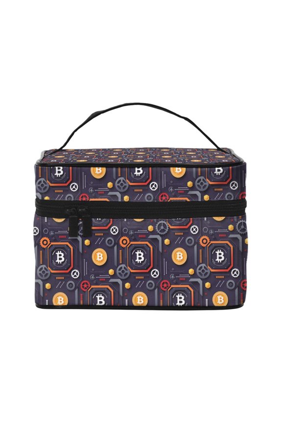 Makeup Bag Large Cosmetic Bag Bitcoin Travel Zipper Pouch Toiletry Organizer With Handle For Women