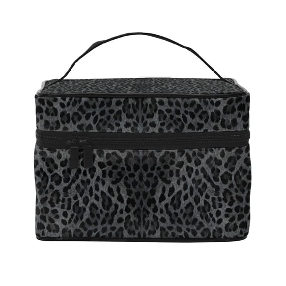 Makeup Bag Large Cosmetic Bag Black Cheetah Leopard Travel Zipper Pouch Toiletry Organizer With Handle For Women