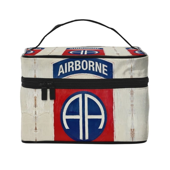 Makeup Bag Large Cosmetic Bag Us Army Retro 82nd Airborne Division Travel Zipper Pouch Toiletry Organizer With Handle For Women