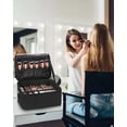 thumbnail image 1 of Makeup Bag Large Makeup Case Professional Cosmetic Storage Organizer Box Brush Holder with 3 Clear Set Bags for Makeup Artists with Shoulder Strap & Adjustable Dividers, 1 of 7