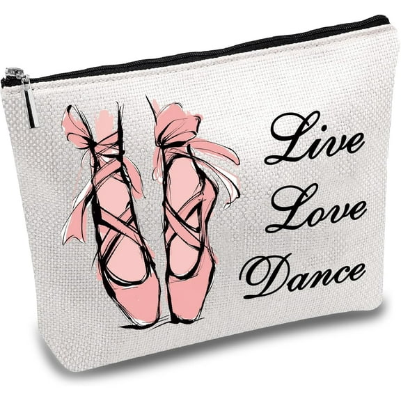 Makeup Bag Make Up Bag Potable Cosmetic Storage Toiletry Organizer Jewelry Small Things Holder Travel Purse Pouch with Zipper Gift for Dancer Women Girlfriend 7x10 Inch Live Love Dance colorful