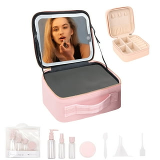 Sophia Joy Train Case with Mirror and Brush Organizer, Pink