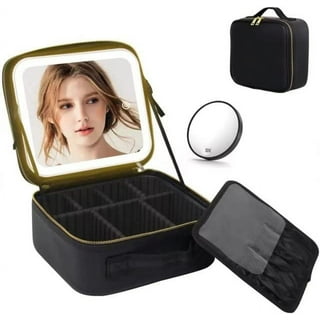 VANMRIOR Travel Makeup Bag with LED Lighted Make up Case with Mirror 3  Color Setting Cosmetic Makeup Box Organizer Vanity Case for Women Beauty  Tools