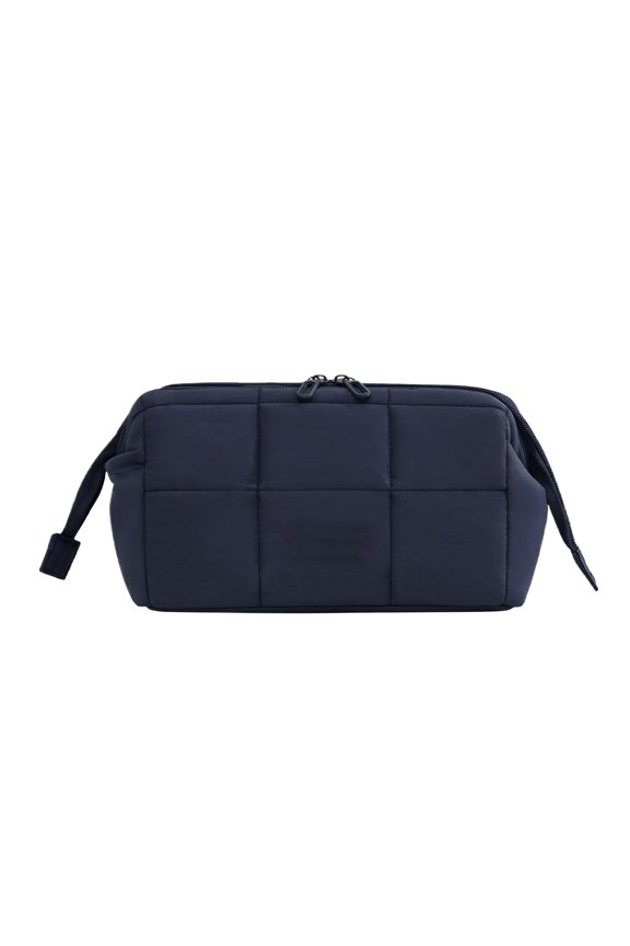Makeup Bag, Navy Blue, 1 Pack Travel Cosmetic Organizer, Portable Toiletry Pouch for Women Men Travel Accessories, Small Quilted Storage Bag for Cosmetics Brushes Jewelry and Daily Essentials