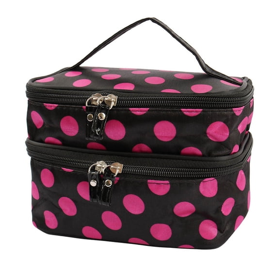 Makeup Bag Organizer Double Layer Double Zipper Receive Bag Makeup Bag Dot Pattern Toiletry Bag Case Pouch with for Woman Clearance