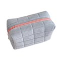 thumbnail image 1 of Makeup Bag, Plush Grid Checked Cosmetic Pouch, 1 Piece Light Gray Portable Toiletry Organizer, Soft Stress Relief Travel Storage Bag for Cosmetics Toiletries Skincare Products Daily Use, 1 of 9