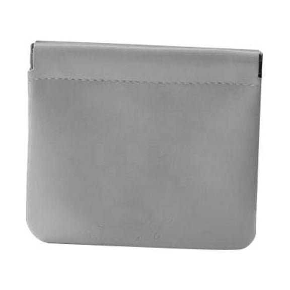 Makeup Bag,Pouches for Purse,Organizer Pouch, Personalized Snap Closure Leather Organizer Pouch, Pocket Cosmetic Bag, Self Closing Lambskin Makeup Pouch, No Zipper Self-Closing(Gray)