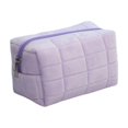 thumbnail image 1 of Makeup Bag, Purple Plush Checkered Puffer Cosmetic Pouch, 1 Piece Portable Travel Toiletry Organizer, Soft Stress Relief Storage Bag for Women Daily Use Travel Trip, 1 of 8