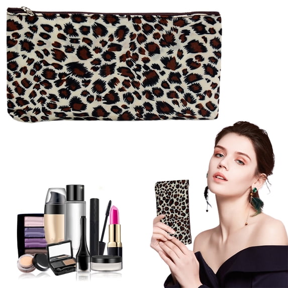 Makeup Bag for Purse,Makeup Bag Toiletry Cosmetic Bag with Zipper Travel Packing Bag Small Cosmetic Bag Accessory Organizer for Women and Men Features: - Makeup Bag Wash Bag Black and White Leopard