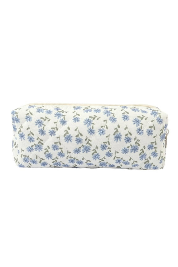 Makeup Bag Quilted Cute Floral Cosmetic Bag Set Bow Makeup Pouch Large Travel Toiletry Bag Small Makeup Bag for Purse
