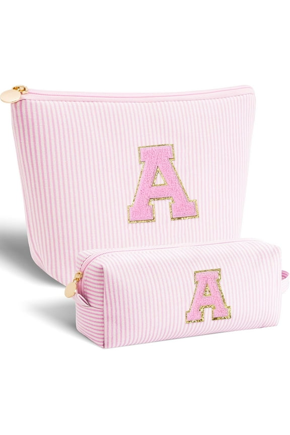 Makeup Bag Set Initials Cosmetic Bag,Birthday Teacher Graduation Gifts,Teen Girls Gift Trendy Stuff Toiletry Bag Travel