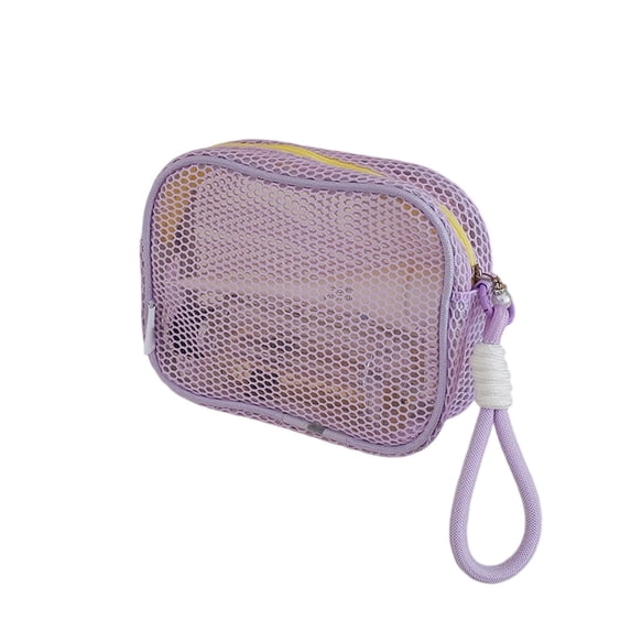 Makeup Bag Set, Mesh Cosmetic Bag for Women, Toiletry Travel Organizer with Zipper, Breathable Mesh Pouch with Wrist Strap, Portable Storage Pouch for Fitness, Swimming Pool, and Camping