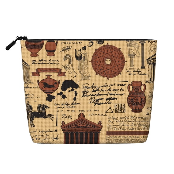 Makeup Bag Small Cosmetic Bags for Women Travel Toiletry Bag Zipper Pouch Purse Organizer Pouches, Ancient Greece Vintage Acropolis