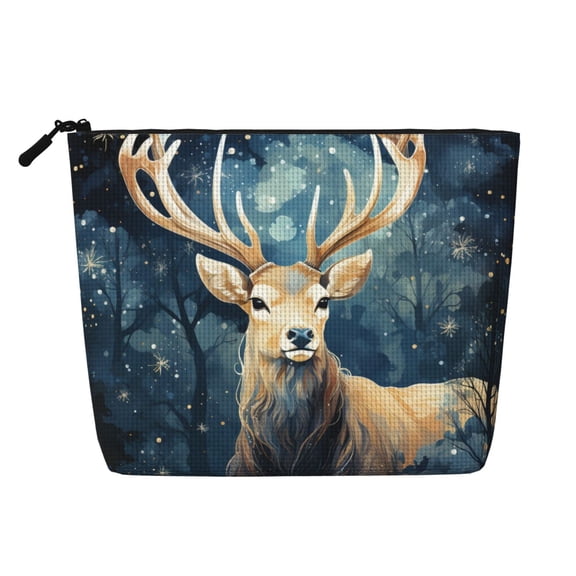 Makeup Bag Small Cosmetic Bags for Women Travel Toiletry Bag Zipper Pouch Purse Organizer Pouches, Antler Whitetail Deer Hunting Art