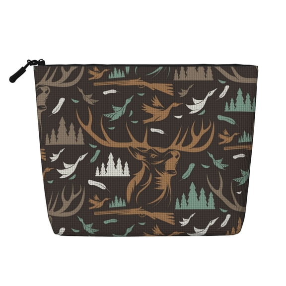 Makeup Bag Small Cosmetic Bags for Women Travel Toiletry Bag Zipper Pouch Purse Organizer Pouches, Deer Duck Hunting Vintage