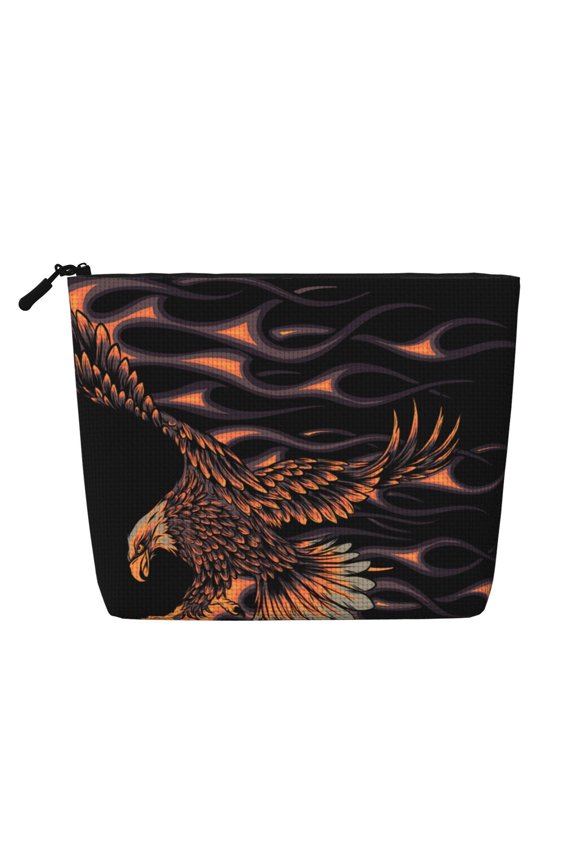 Makeup Bag Small Cosmetic Bags for Women Travel Toiletry Bag Zipper Pouch Purse Organizer Pouches, Flaming Eagle Fire