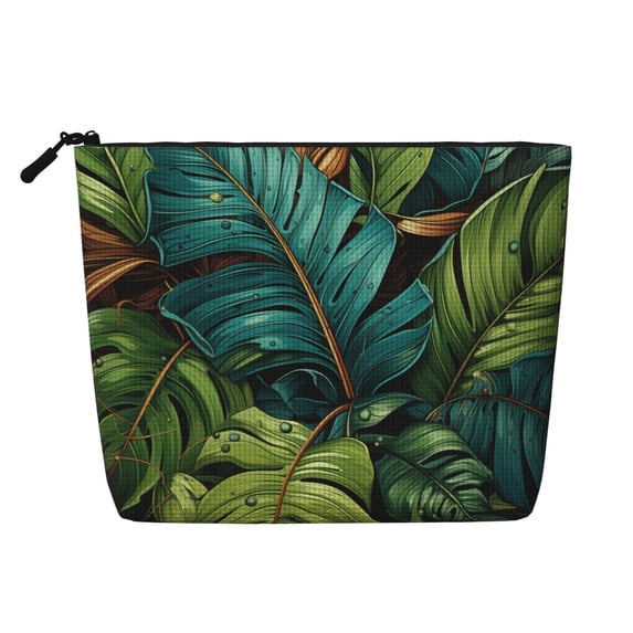 Makeup Bag Small Cosmetic Bags for Women Travel Toiletry Bag Zipper Pouch Purse Organizer Pouches, Hawaii Tiki Palm Leaf Cool